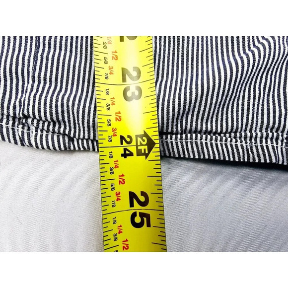 Tommy Hilfiger Size Medium Women's Black White Stripe Elbow Button Logo Shirt - Picture 11 of 13